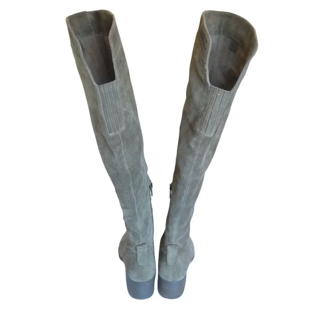 Vince Camuto Karinda Over the Knee Boot Gray Suede Size 7 Fall Casual Neutral